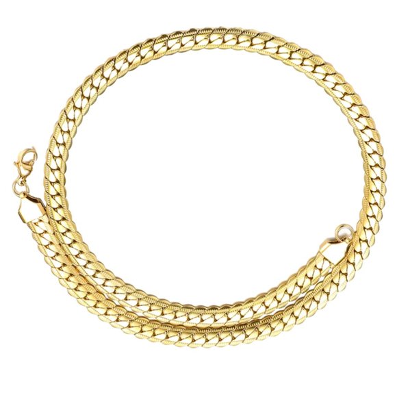 Stainless Steel Flat Necklace Gold - Picture 1 of 2